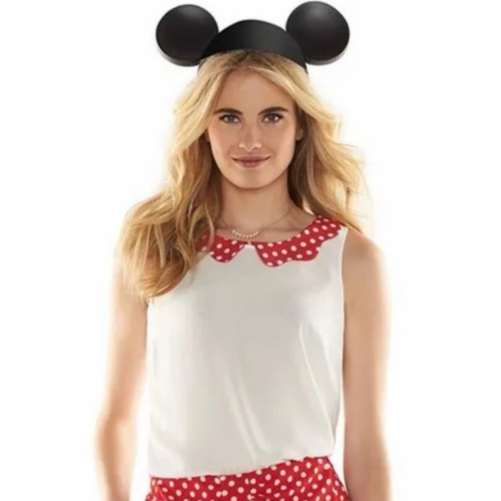 Lauren Conrad EUC Disney Minnie Mouse Scalloped Polka Dot Collar Sleeveless Top